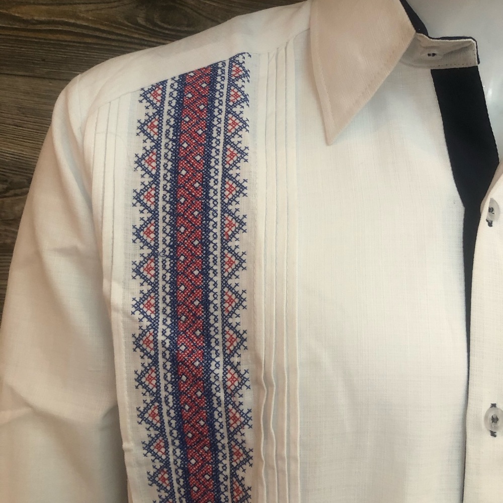 Casanova Mexican Guayabera Dress Shirt White 100% Linen Handcrafted Long Sleeve - Picture 2 of 6